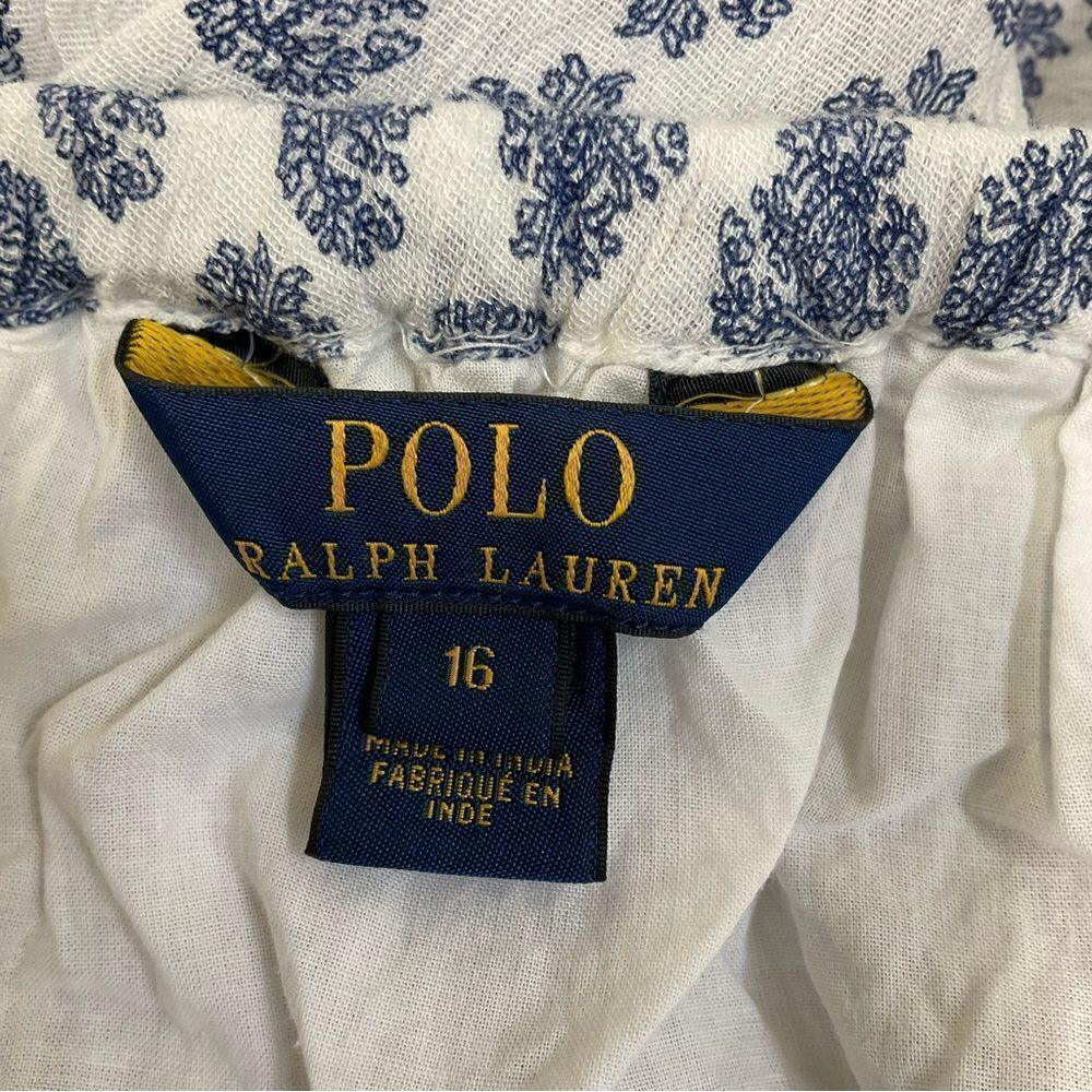 Polo Ralph Lauren white blue paisley print ruffle midi flowy dress plus size 16 - Picture 10 of 13